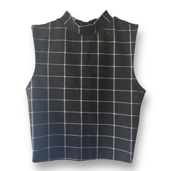Hollister Black Window Pane Check Crop Top - Picture 1 of 7